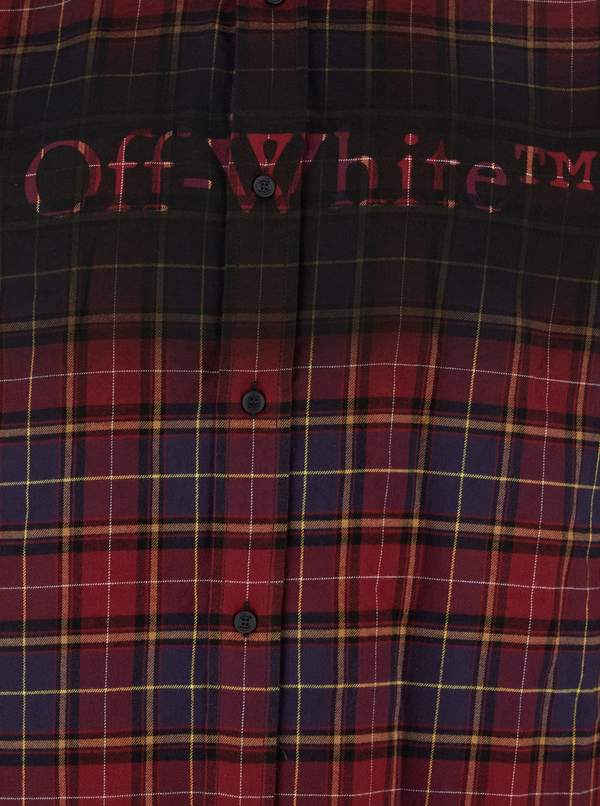 Off-White Spray Book Check Flan Reg Shi Shirt - Bordeaux