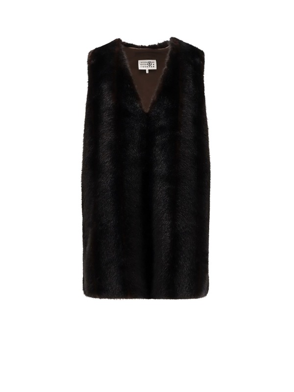 MM6 Maison Margiela Faux Shearling Short Dress - Brown