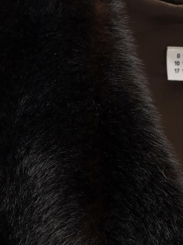 MM6 Maison Margiela Faux Shearling Short Dress - Brown