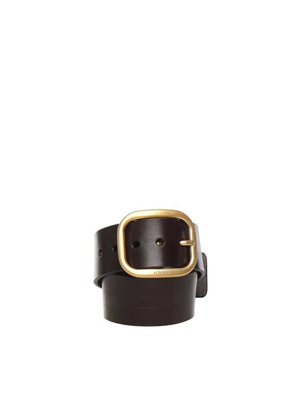 LOEWE Soft Rounded Leather Belt - Dark Brown