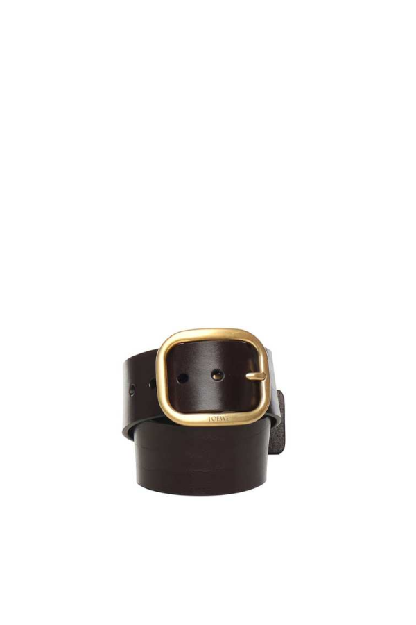 LOEWE Soft Rounded Leather Belt - Dark Brown