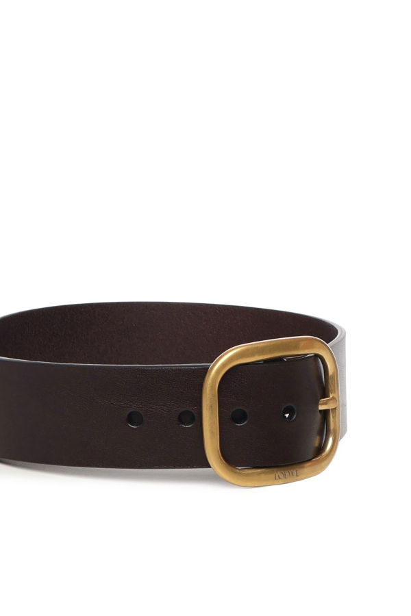 LOEWE Soft Rounded Leather Belt - Dark Brown