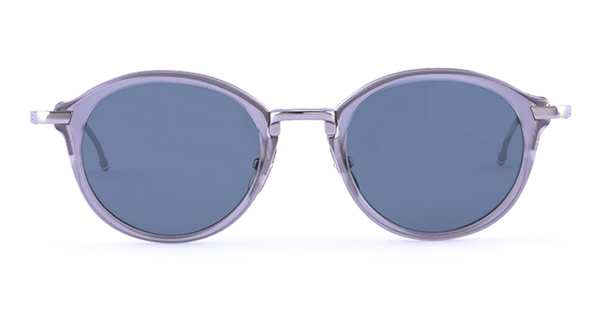 Thom Browne Round - Satin Crystal Grey / Black Iron Sunglasses - Gray