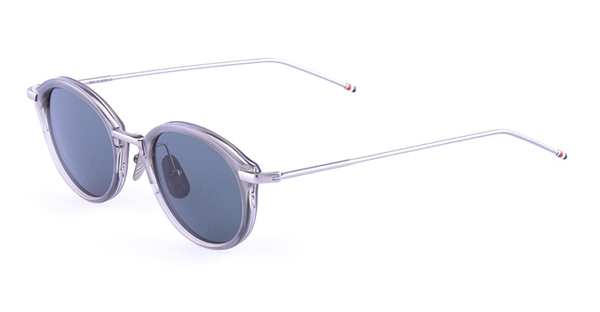 Thom Browne Round - Satin Crystal Grey / Black Iron Sunglasses - Gray