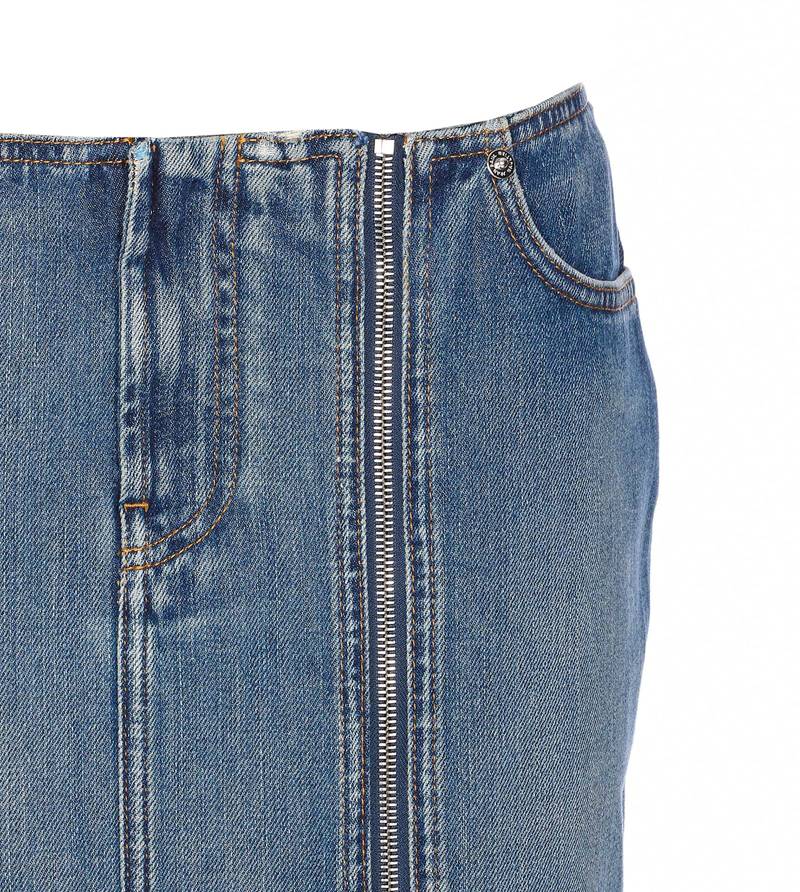 Jean Paul Gaultier Mini Denim Front Zipped Skirt - Blue