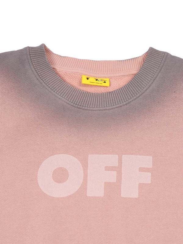 KIDS Off-White Garment Dyed Spray Crew Sweatshirt - Pink