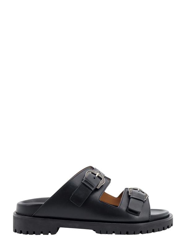 Off-White Leather Sandals With Metal Buckles Sandals - Black
