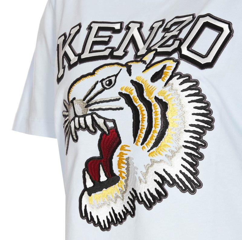 Kenzo T-Shirt with Tiger Embroidery - Light Blue