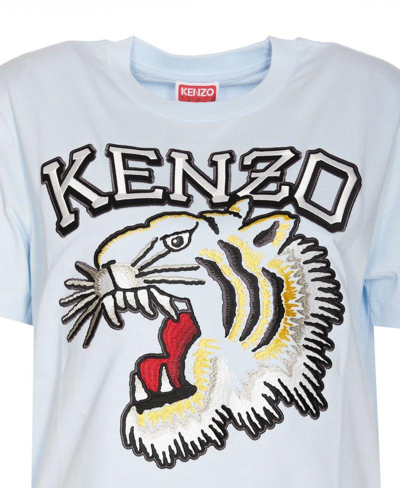 Kenzo T-Shirt with Tiger Embroidery - Light Blue