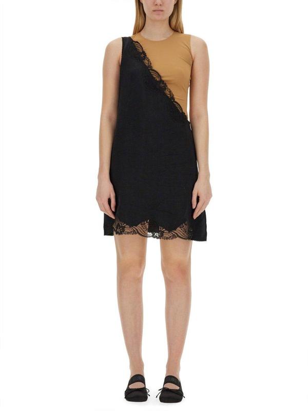 MM6 Maison Margiela One Shoulder Lace Trim Dress - Multicolor
