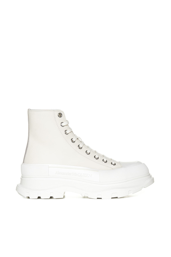 Alexander McQueen Sand Leather Tread Slick Sneakers - Vanil./of.w/va./sil