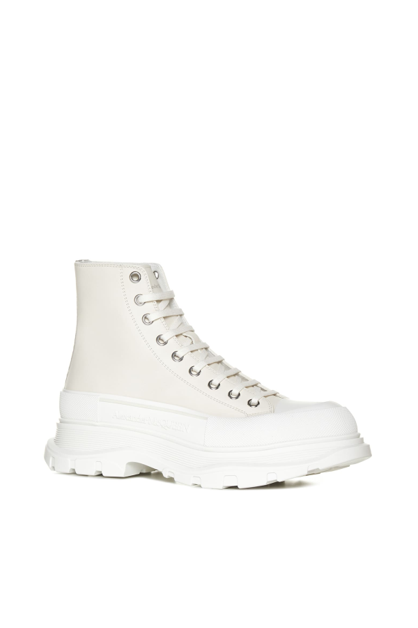 Alexander McQueen Sand Leather Tread Slick Sneakers - Vanil./of.w/va./sil