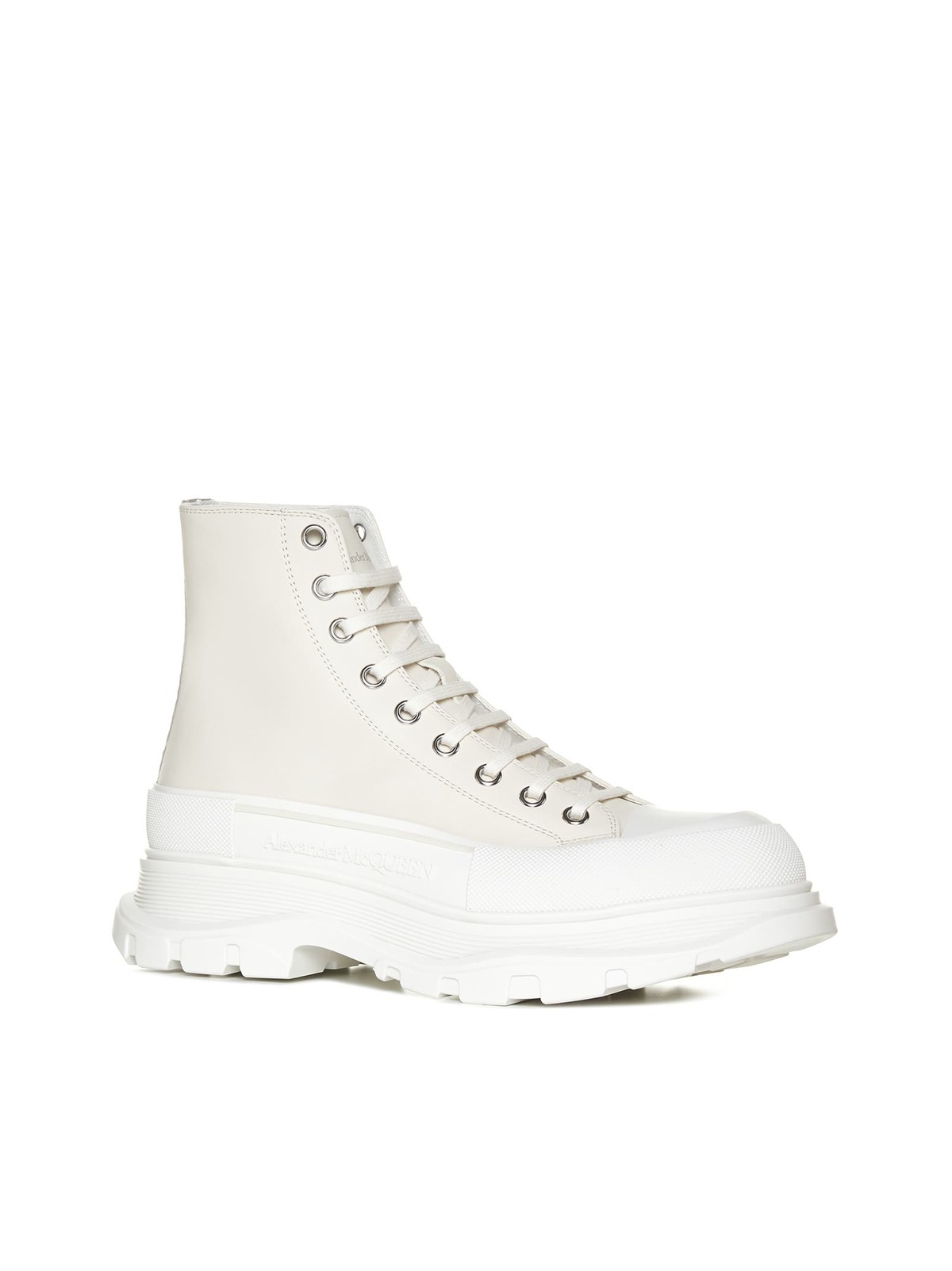 Alexander McQueen Sand Leather Tread Slick Sneakers - Vanil./of.w/va./sil - Image 2 of 4