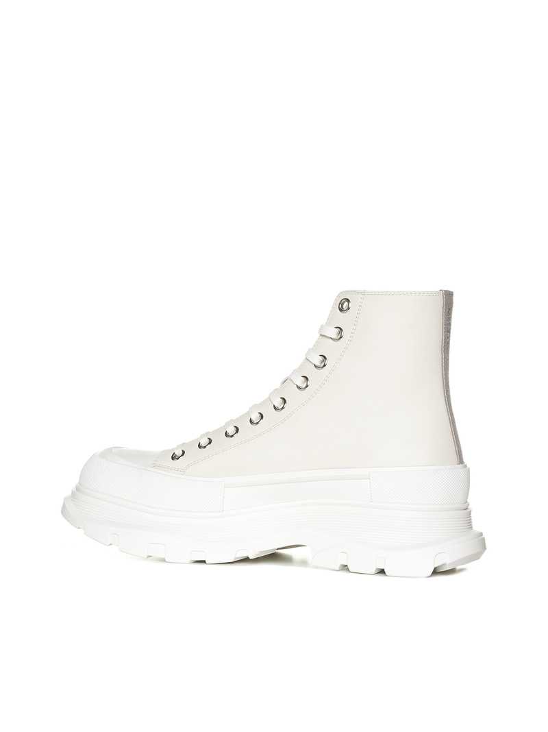 Alexander McQueen Sand Leather Tread Slick Sneakers - Vanil./of.w/va./sil