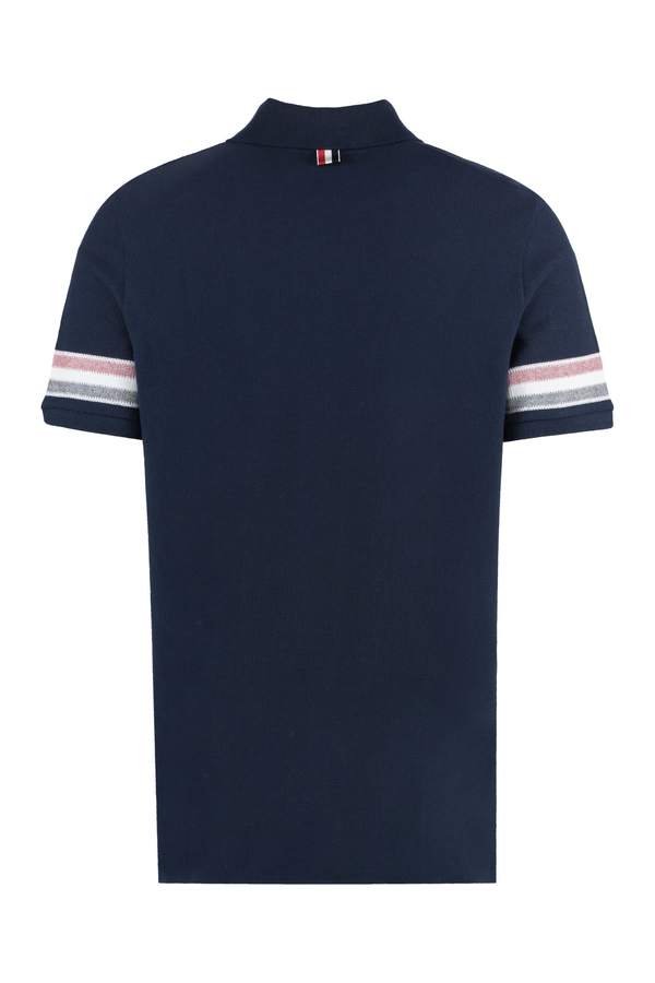 Thom Browne Short Sleeve Cotton Polo Shirt - Blue