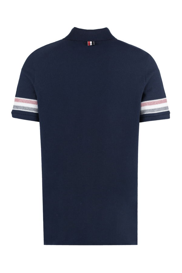 Thom Browne Short Sleeve Cotton Polo Shirt - Blue