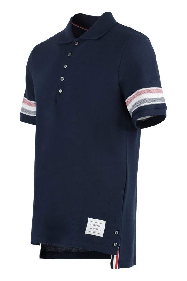 Thom Browne Short Sleeve Cotton Polo Shirt - Blue