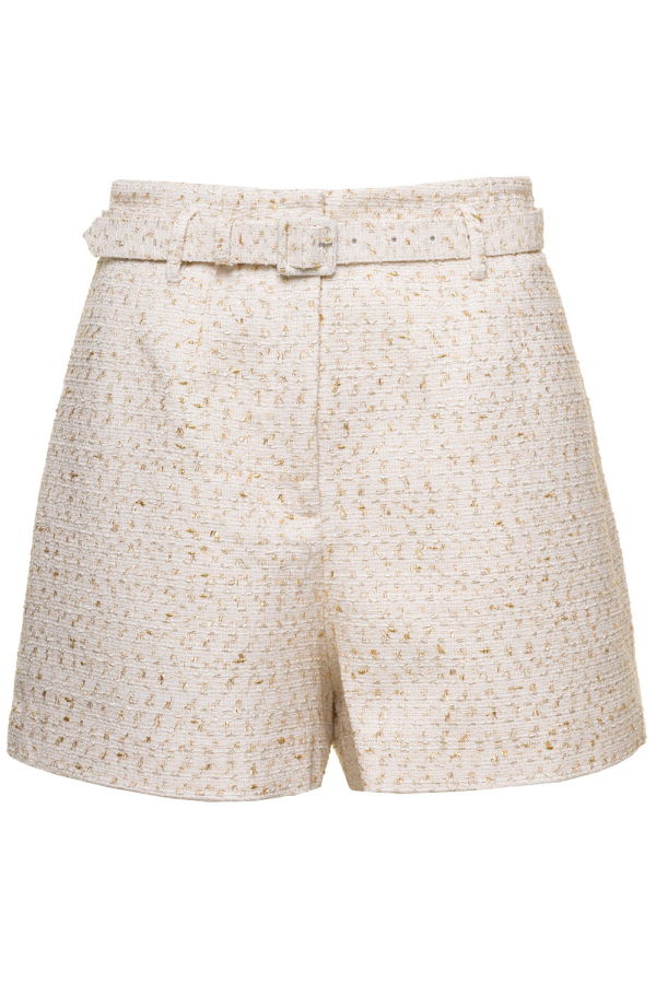 Self-Portrait Structured Boucl Shorts - Cream