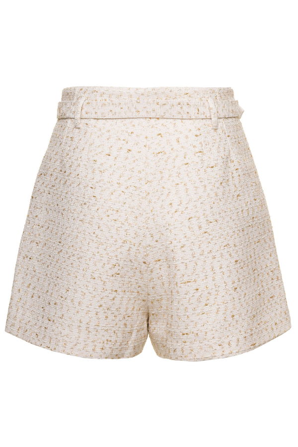 Self-Portrait Structured Boucl Shorts - Cream