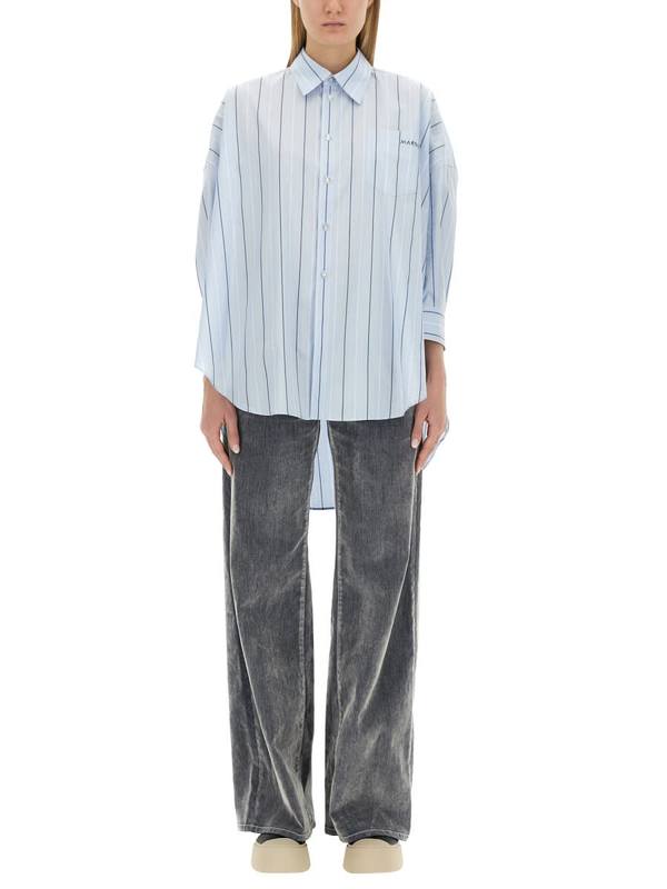Marni Asymmetrical Striped Shirt - Clear Blue