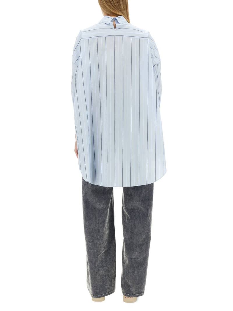 Marni Asymmetrical Striped Shirt - Clear Blue