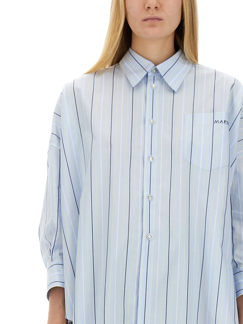 Marni Asymmetrical Striped Shirt - Clear Blue