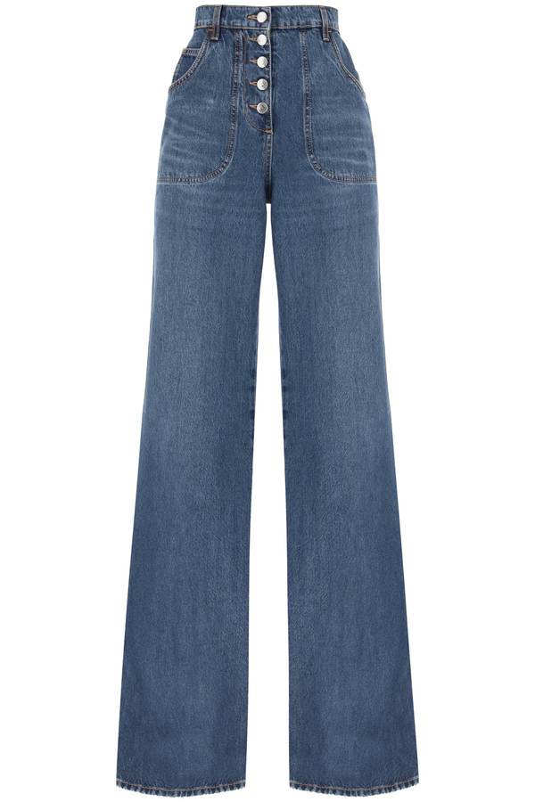 Etro Jeans With Back Foliage Motif - Blue