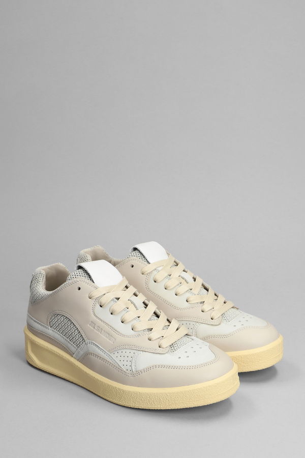 Jil Sander Grey Canvas And Rubber Basket Sneakers - Grey