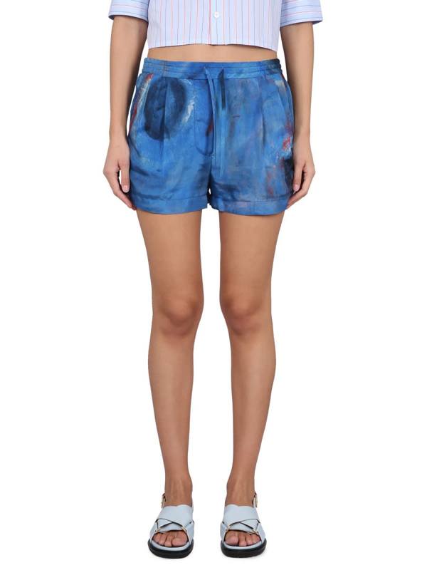 Marni Shorts With Blue Hole Print Shorts - Blue