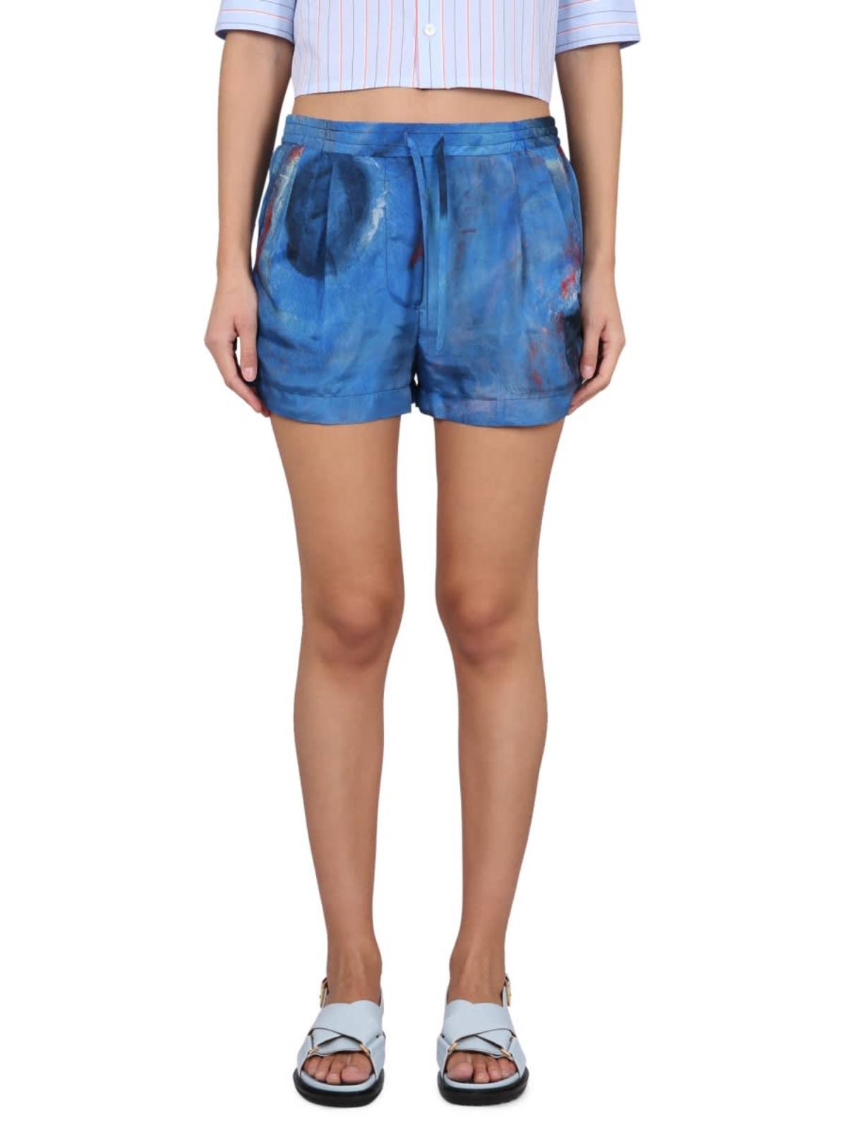 Marni Shorts With Blue Hole Print Shorts - Blue - Image 1 of 4