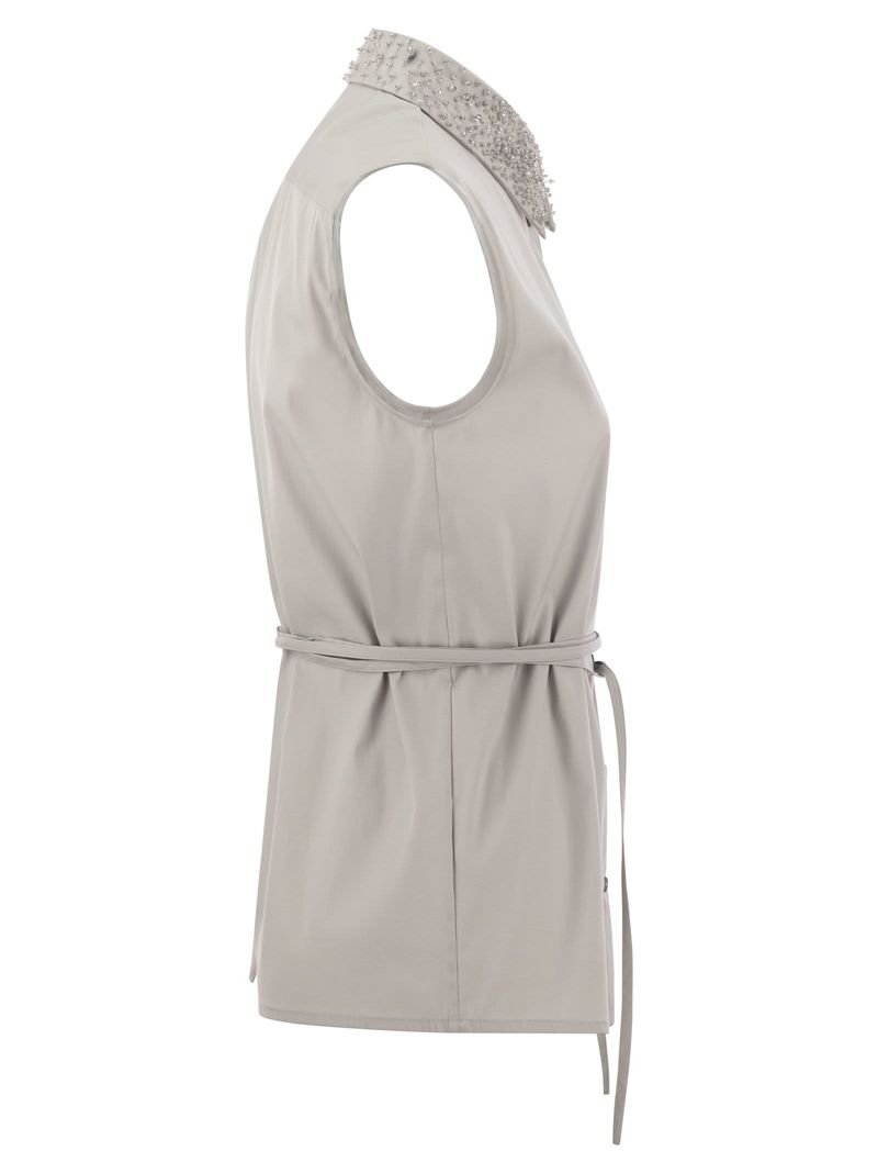 Fabiana Filippi Sleeveless Shirt With Belt - Gray