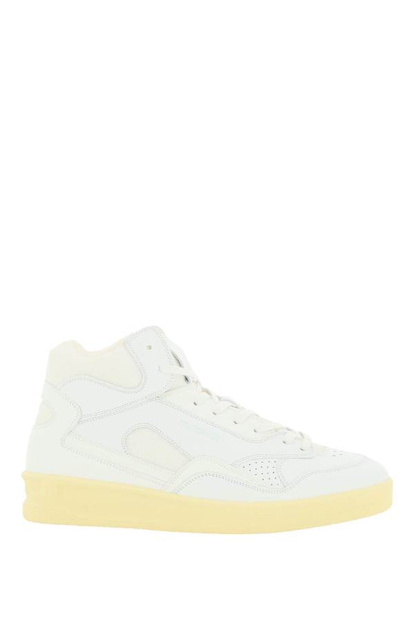 Jil Sander White Leather And Mesh Sneakers - White