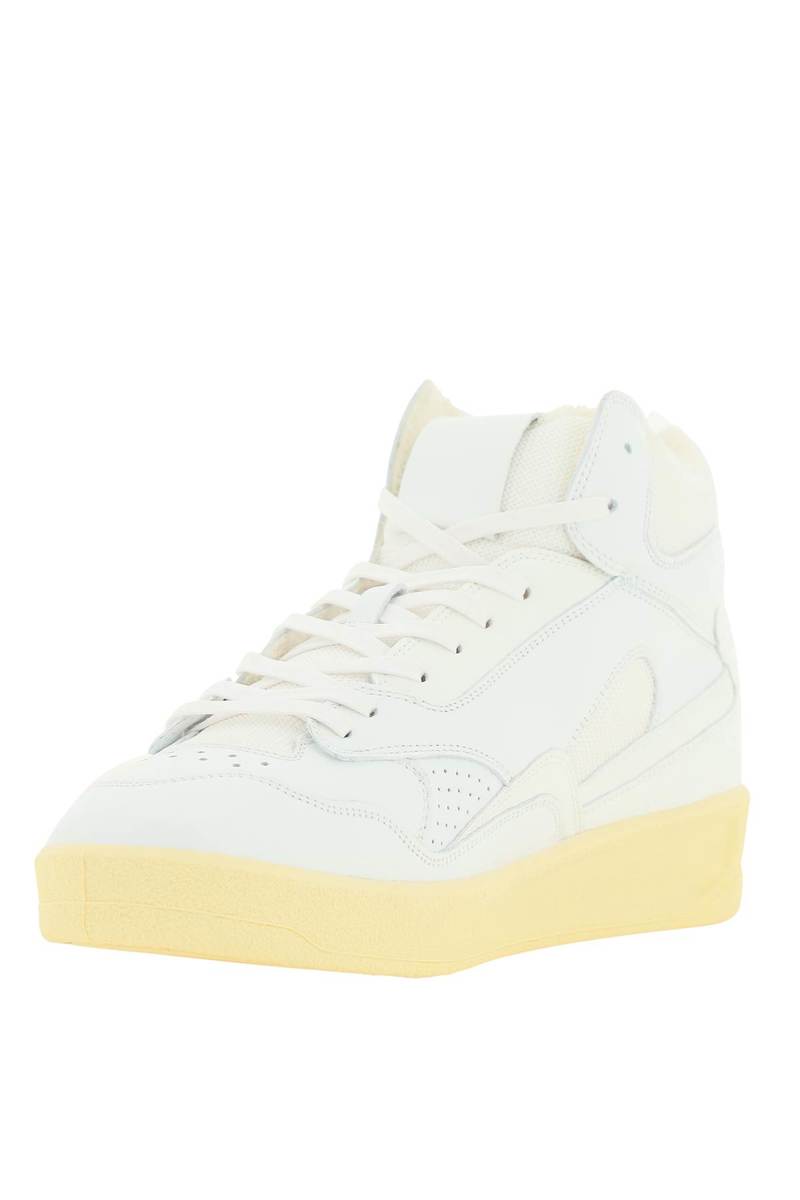 Jil Sander White Leather And Mesh Sneakers - White