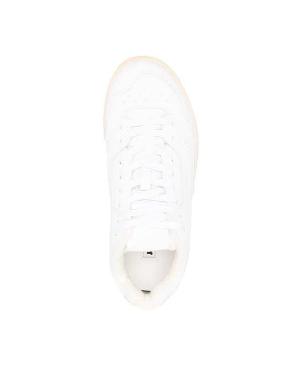 Jil Sander Cow Leather And Fabric Mesh Mid Cut Sneakers - White Ecru