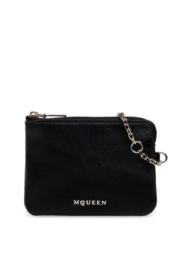 Alexander McQueen Logo Palque Chain-detailed Wallet - BLACKSILVER
