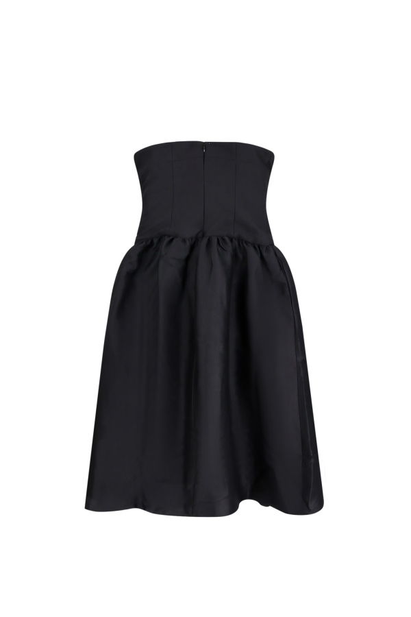 Self-Portrait Taffeta Contrast Bow Midi Dress - Black