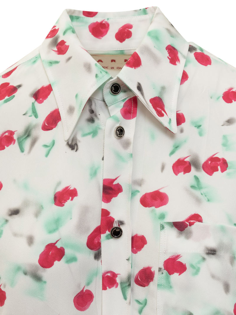 Marni All-over Floral Printed Shirt - Lilywhite