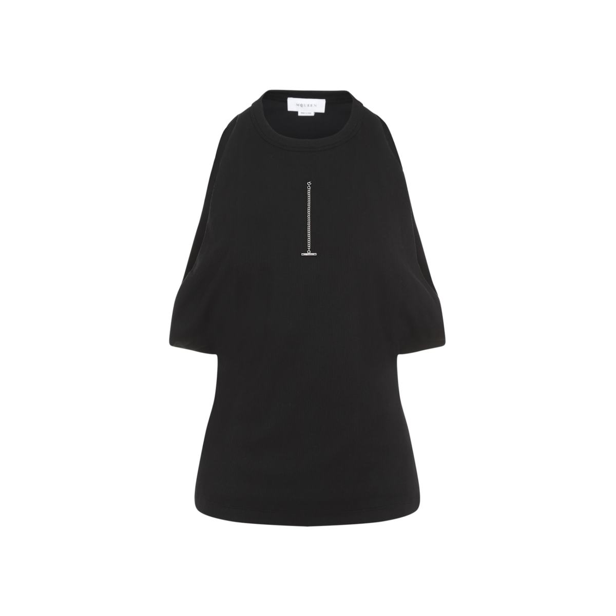 Alexander McQueen Black Stretch Cotton Top - Black - Image 2 of 5