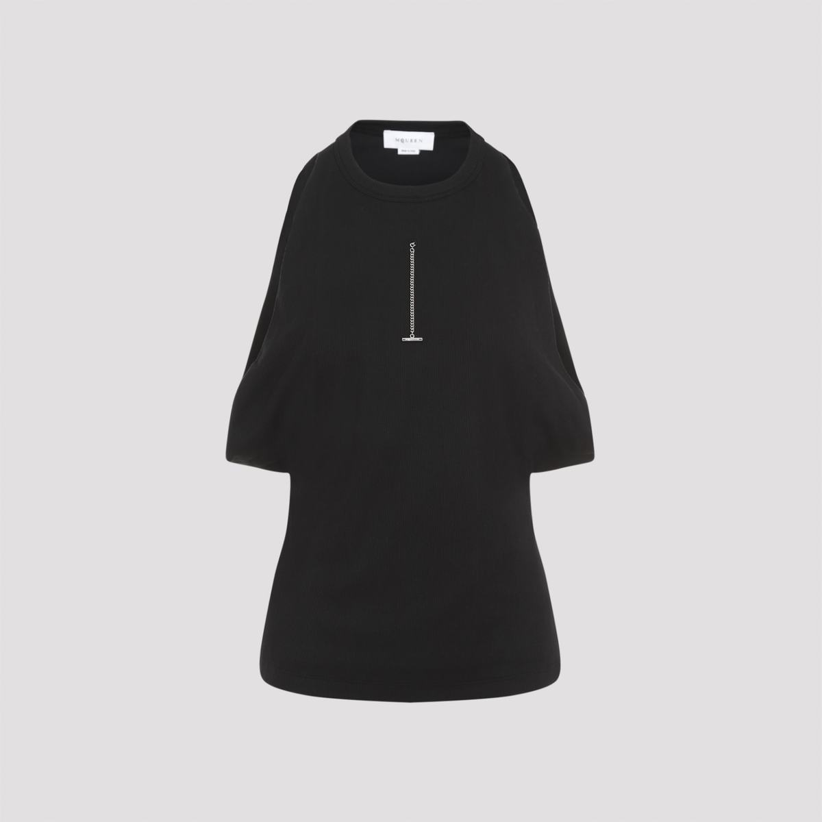 Alexander McQueen Black Stretch Cotton Top - Black - Image 3 of 5