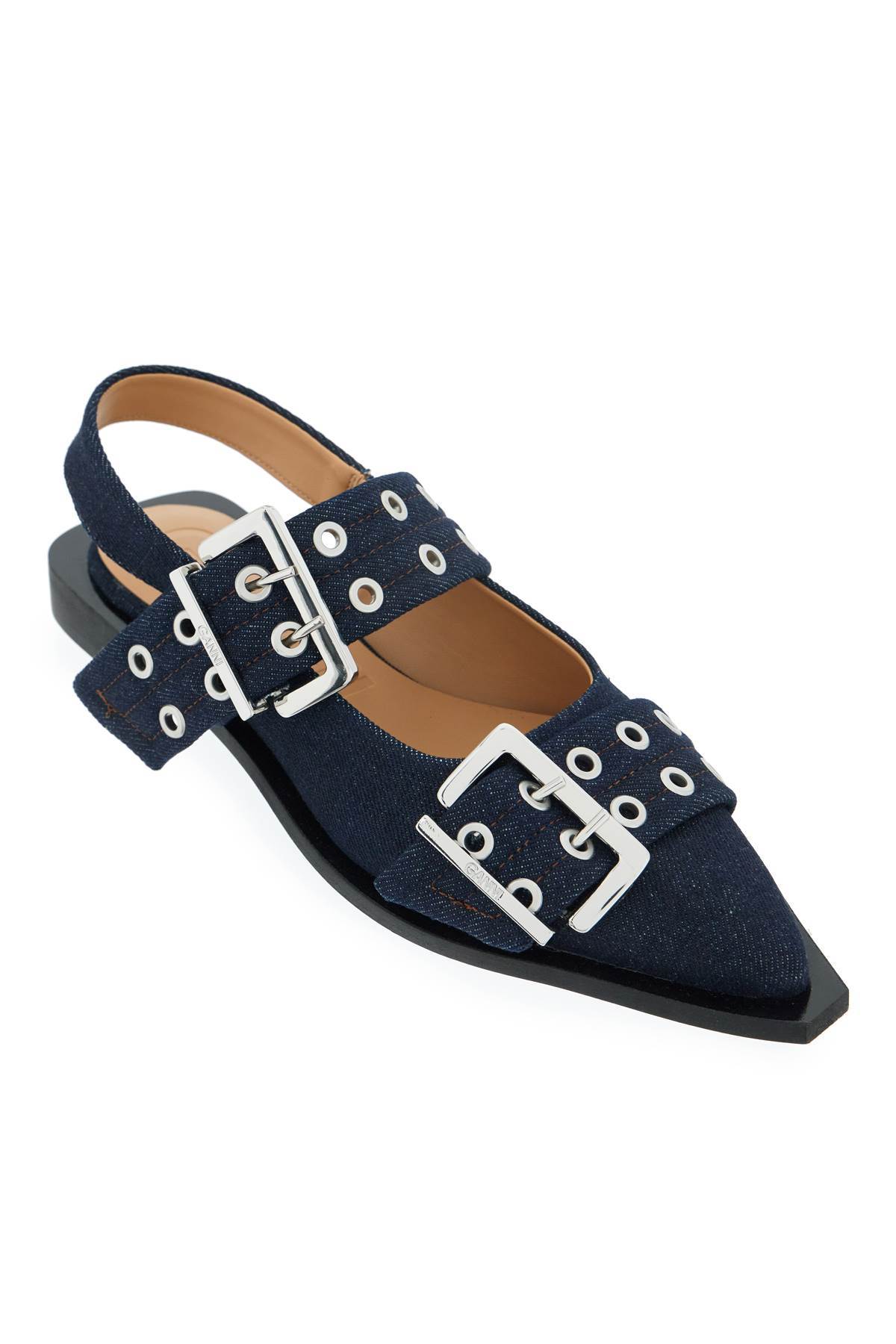 Ganni Slingback Flats - Dark Navy (Blue) - Image 4 of 5