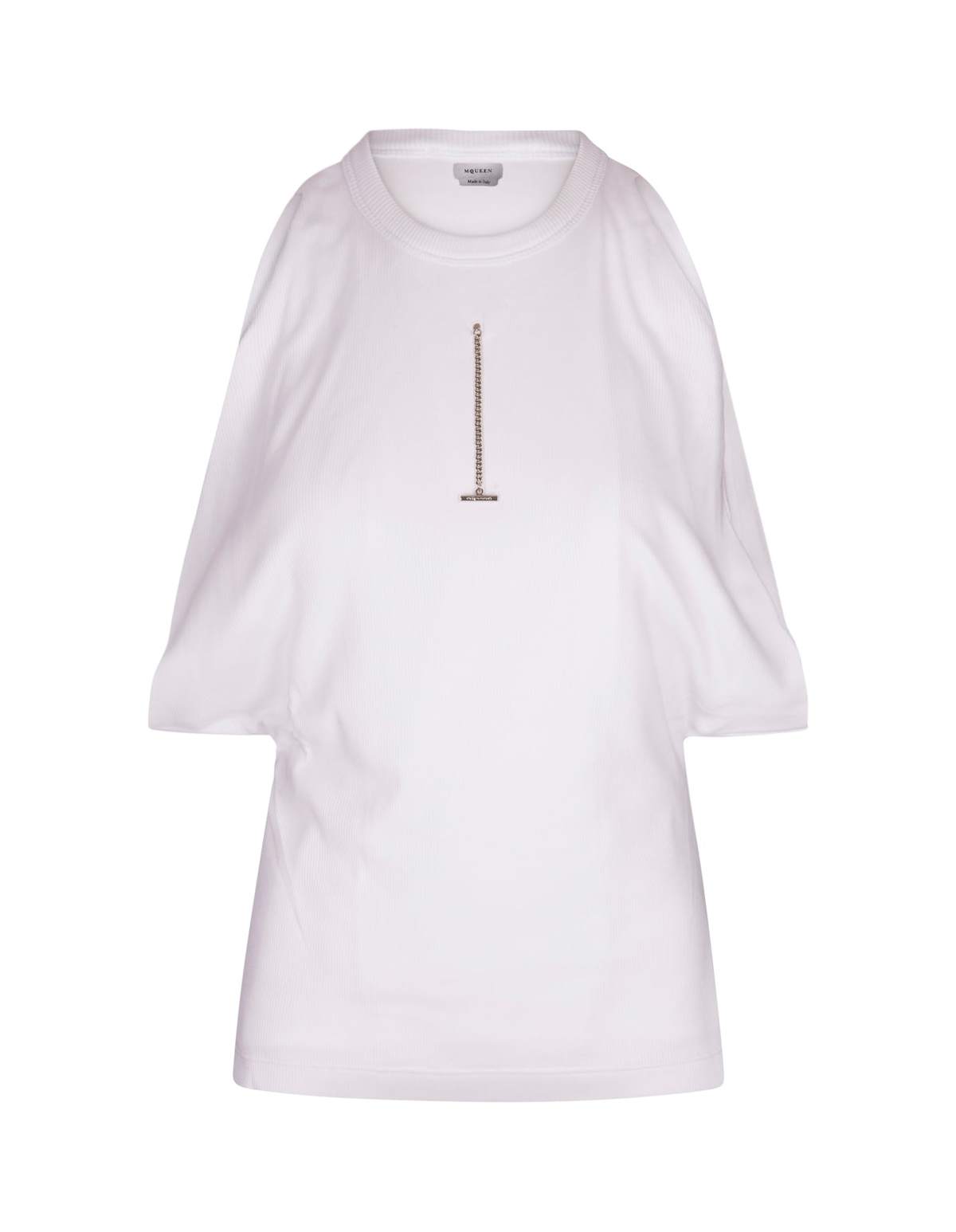 Alexander McQueen Draped Ribbed Tank Top - White - Image 1 of 4