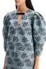 Ganni Botanical Jacquard Mini Dress - Illusion Blue - Thumbnail 4