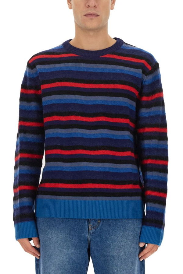 PAUL SMITH PS by Paul Smith Jersey With Stripe Pattern Sweater - Blue