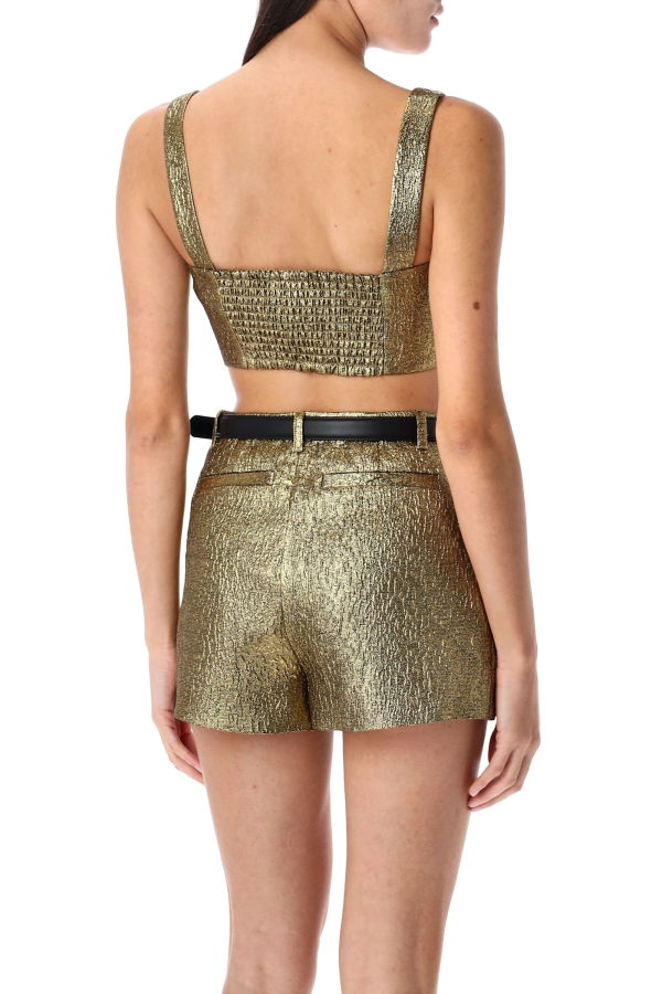Self-Portrait Metallic Jacquard Crop Top - Gold