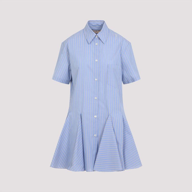 Marni Light Blue Cotton Mini Dress - Blue China