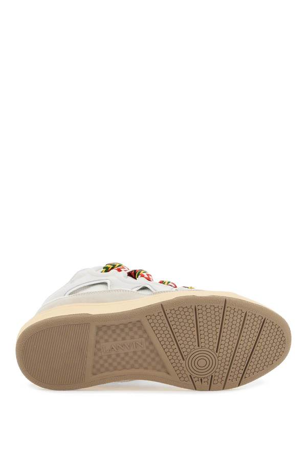 Lanvin Curb White Leather Blend Sneakers - WHITE (Pink)
