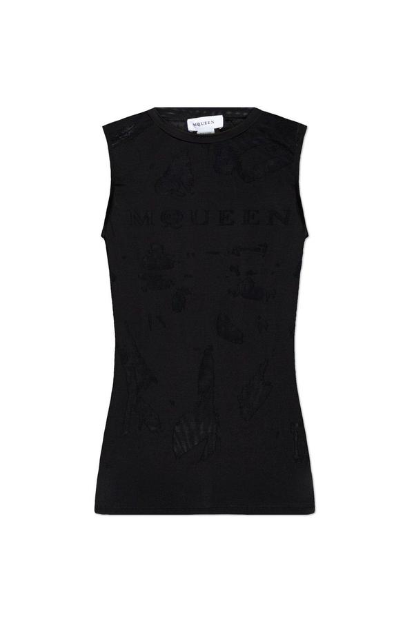 Alexander McQueen Crewneck Sleeveless Top - Black