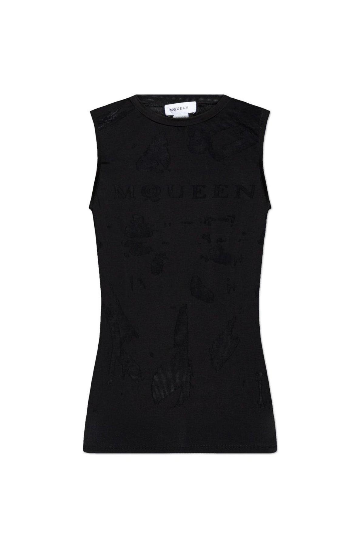 Alexander McQueen Crewneck Sleeveless Top - Black - Image 1 of 4
