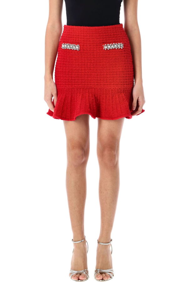 Self-Portrait Textured Knit Mini Skirt - Red