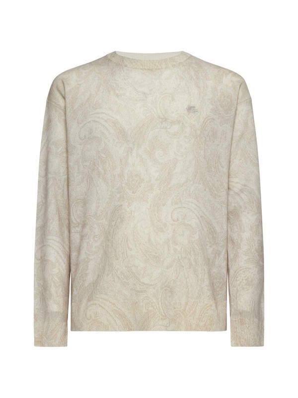 Etro Beige Pullover With Inlaid Paisley Motif Pullover - Brown